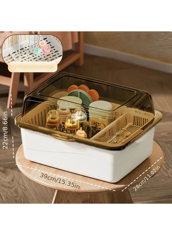 Large Capacity Transparent Tawny Bottle Storage Box With Drainage And Dust Proof Dry Rack - Image 3